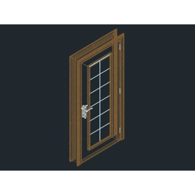 Puerta de madera con vidrios dobles