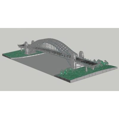 Puente en arco metalico 3d