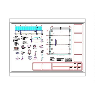 Plano de obra civil y estructura para la construccion de arcotecho