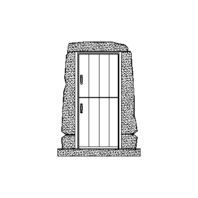 Puerta de Madera con Mamposteria de Granito