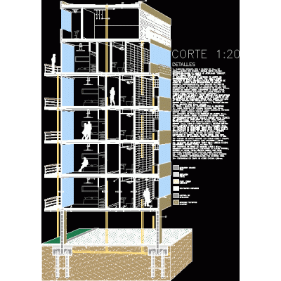 Corte 1:20 detallado edificio