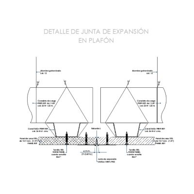 Junta de expansión en plafón
