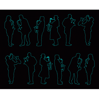 Personas siluetas saxofon