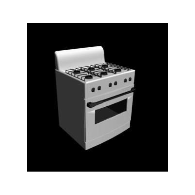 Cocina 3D de Cuatro Hornallas
