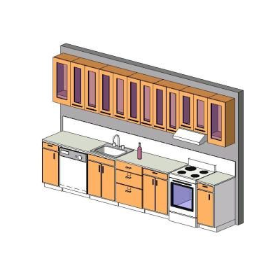 Cocina completa 3d con equipamientos