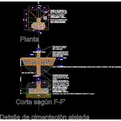 Detalle de cimentacion aislada
