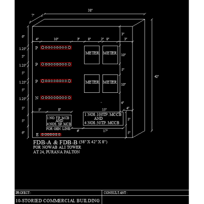 Detalles del piso de la caja de distribucion