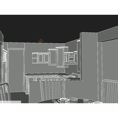 Cocina con desayunador en 3d
