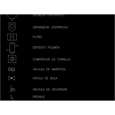 Leyenda aire comprimido detalle para planos