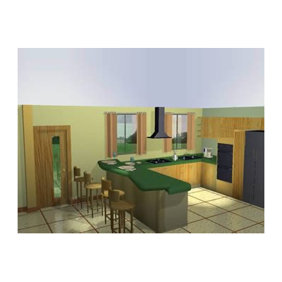 Cocina con materiales aplicados