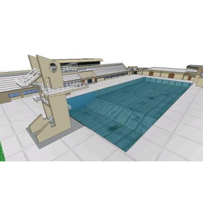 Piscina y trampolin