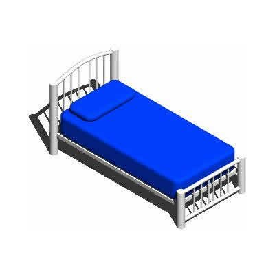 Cama individual en 3d