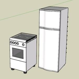 frigorifero e cucina 3d