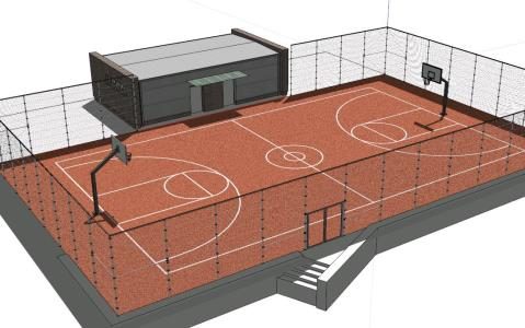 quadra de basquete 3d