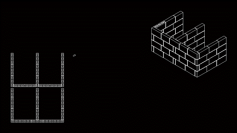 Disposition ou configuration de blocs avec trois lignes d'intersection
