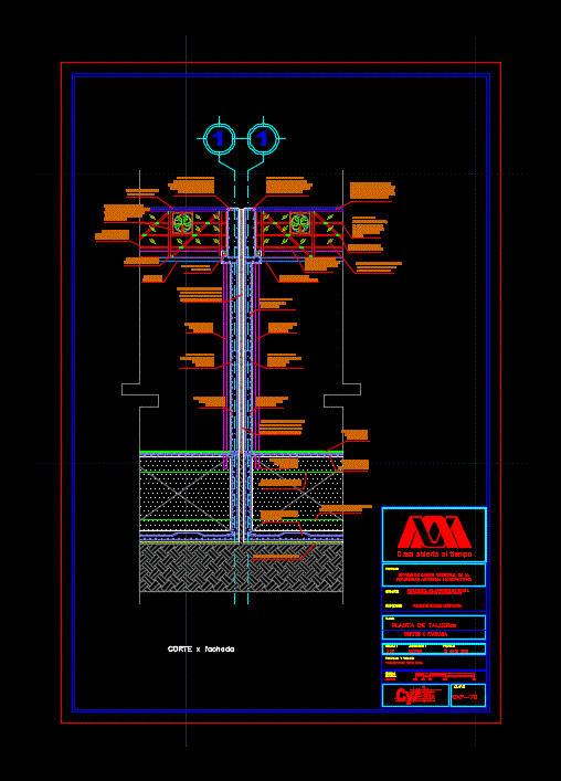 Section by reticular profiling façade