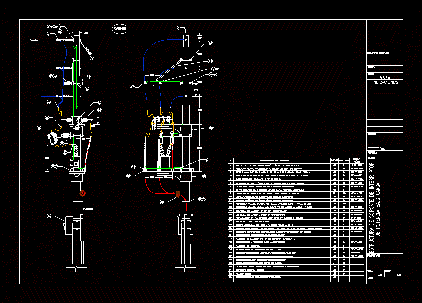 Estrutura de suporte do disjuntor de carga