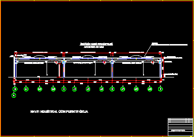 Section d'entrepôt industriel avec pont roulant