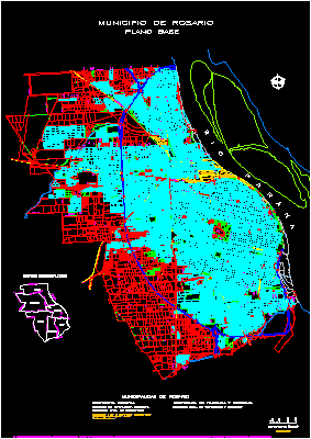Map of the city of rosario - santa fe - argentina