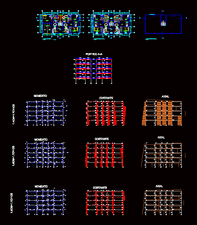 Diagrama de porticos de 5 pisos
