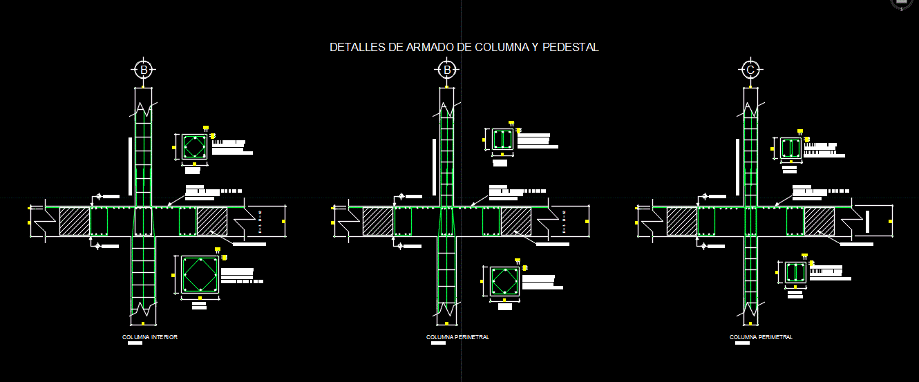 Detalhe de colunas e pedestais