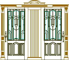 Eingangsfassade mit kunstvollen Türen