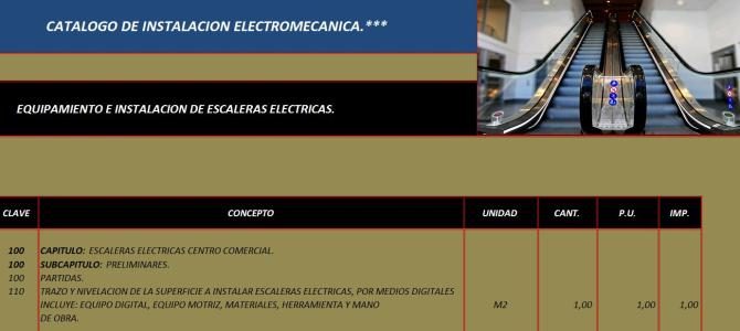 Catalogo de instalaciones escalera electrica xls
