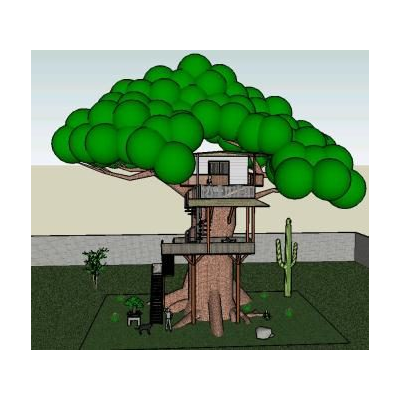 cabane dans les arbres 3d