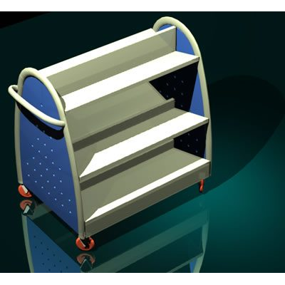 Carro transporta libros 3d y materiales
