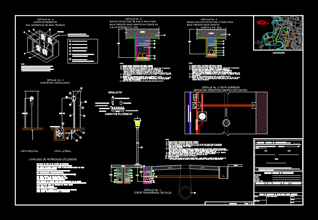 Plano de detalles de b.t. obra civil (ductos)