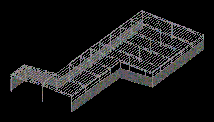 modèle 3D d'un bâtiment industriel