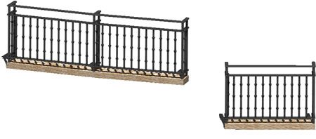 Two 3d wrought iron railing balconies