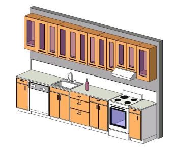 3D voll ausgestattete Küche mit Ausstattung
