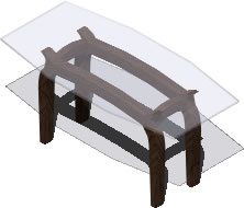 Wooden table with glass top - 3d