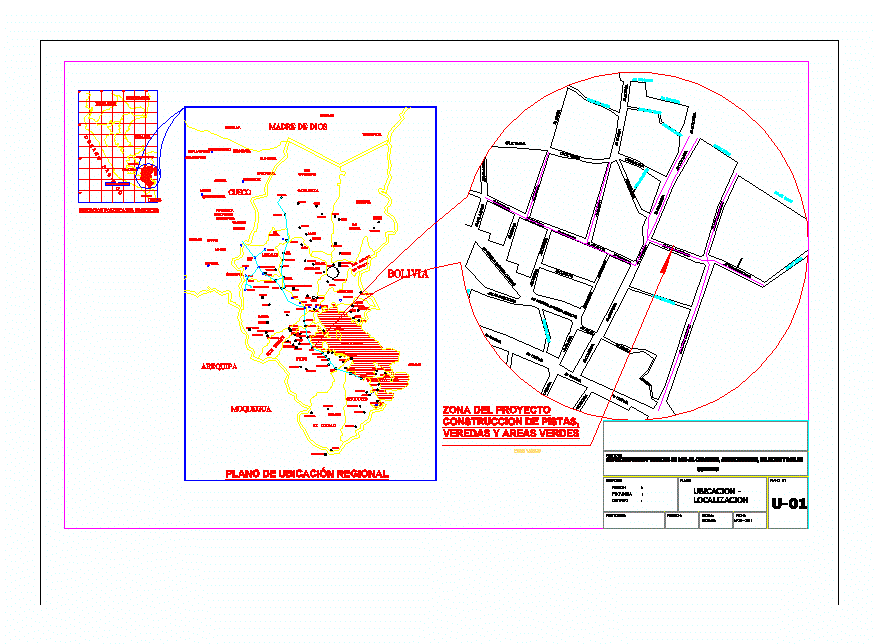 Landkarte; Pflasterung von Straßen und Gehwegen