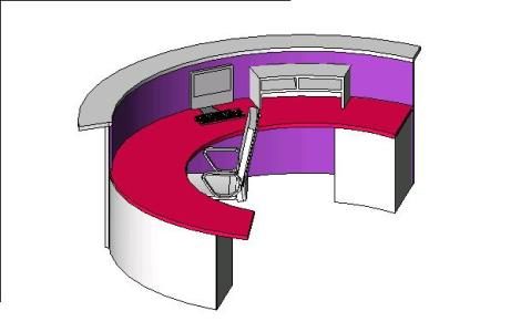 3D kreisförmiger halber Schreibtisch