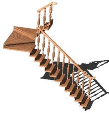 escalier en bois 3D