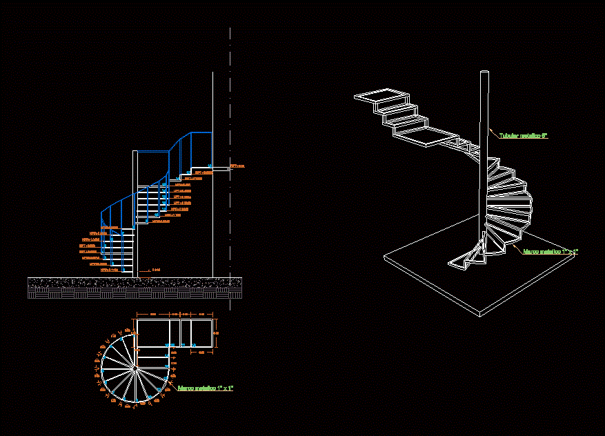 Detalle escaleras de caracol