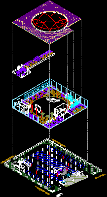 Isometria visualizzata di una discoteca
