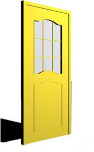 Door with 1/4 internal point and distributed glass