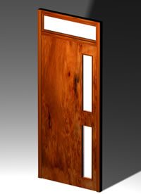 Puerta placa de madera con visillo
