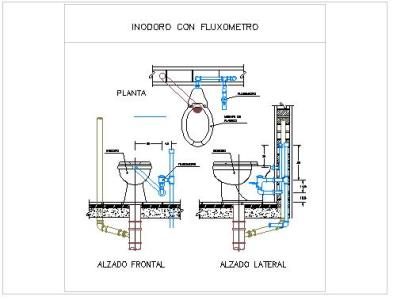 Toilet with flushometer - autocad