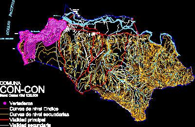 Karte der Gemeinde Concon in der fünften Region Chiles