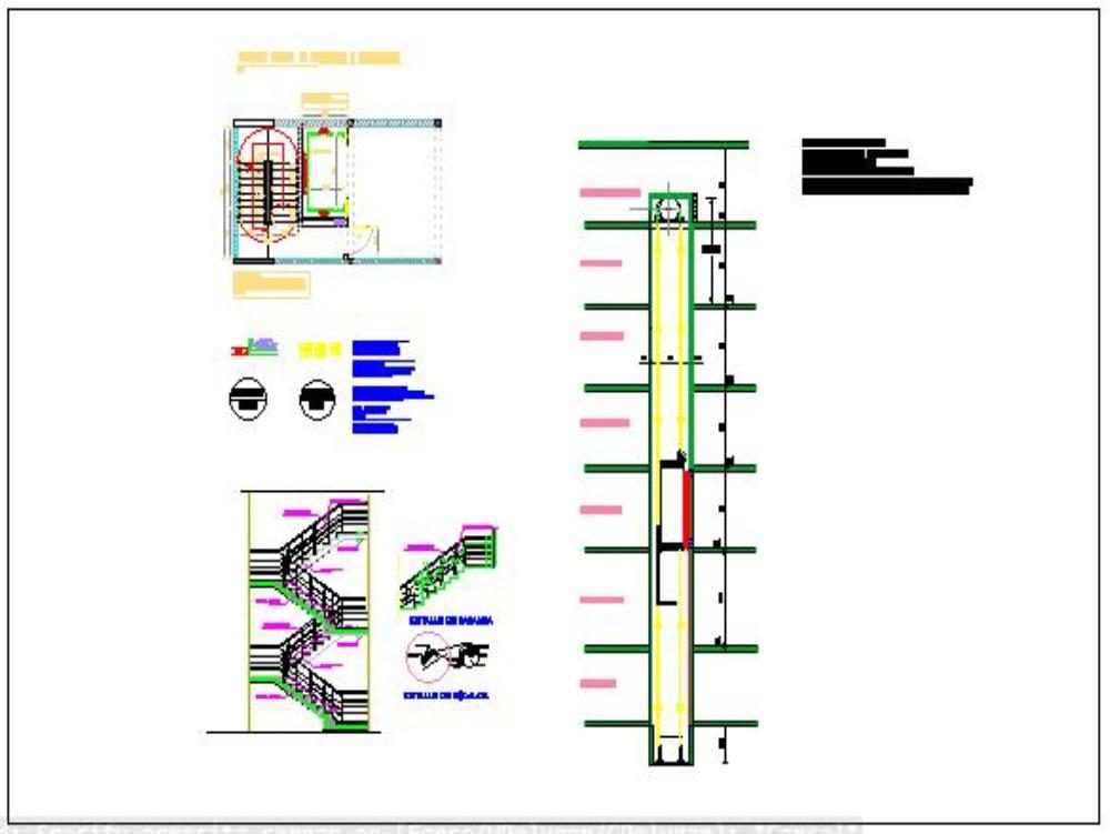Hydraulic lift and stairs - autocad