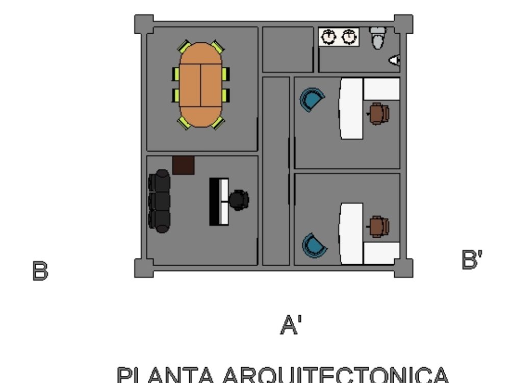 Plan architectural d'un petit bureau