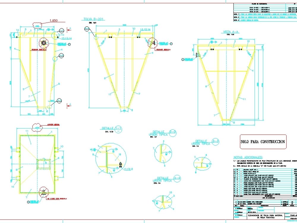 Hopper for phosphate rock material - autocad