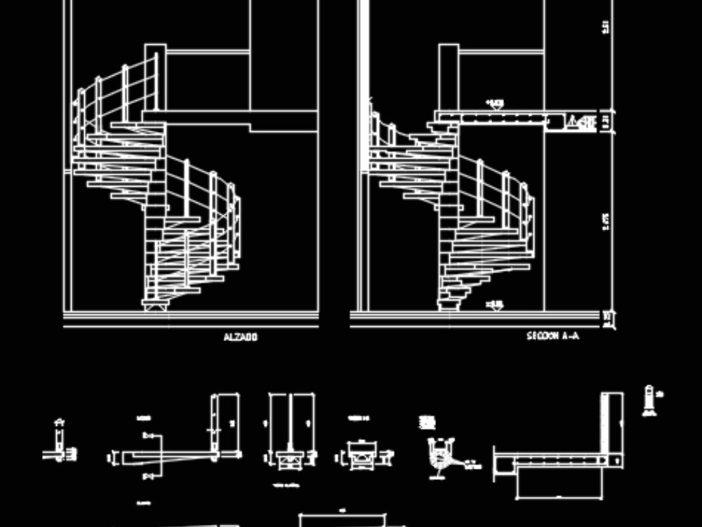 Escada em espiral de metal - detalhes