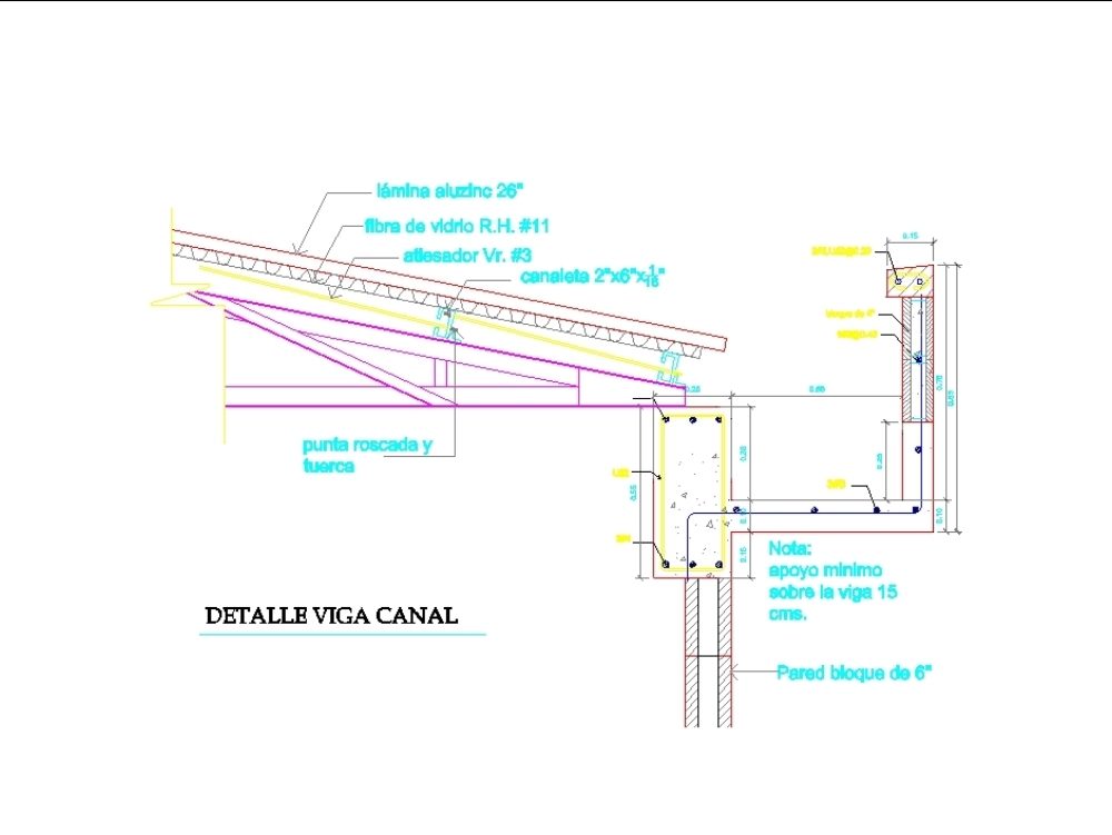 Detalle De Canal Pluvial Con Techo De Aluzinc En Autocad Librer A Cad