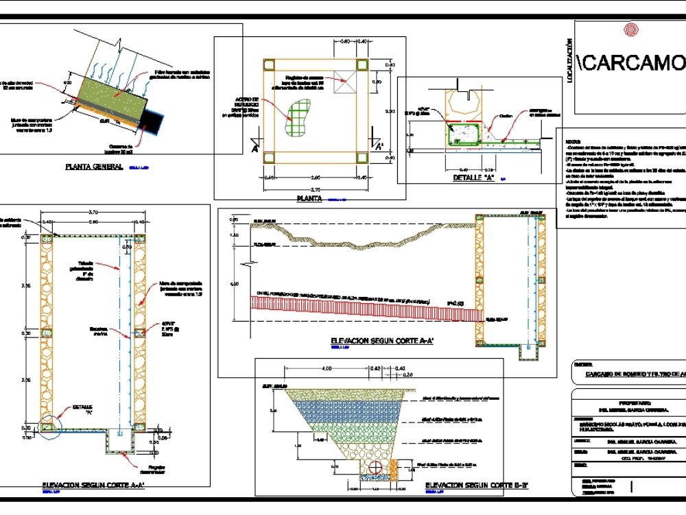Plan der Pumpstation und des Wasserfilters