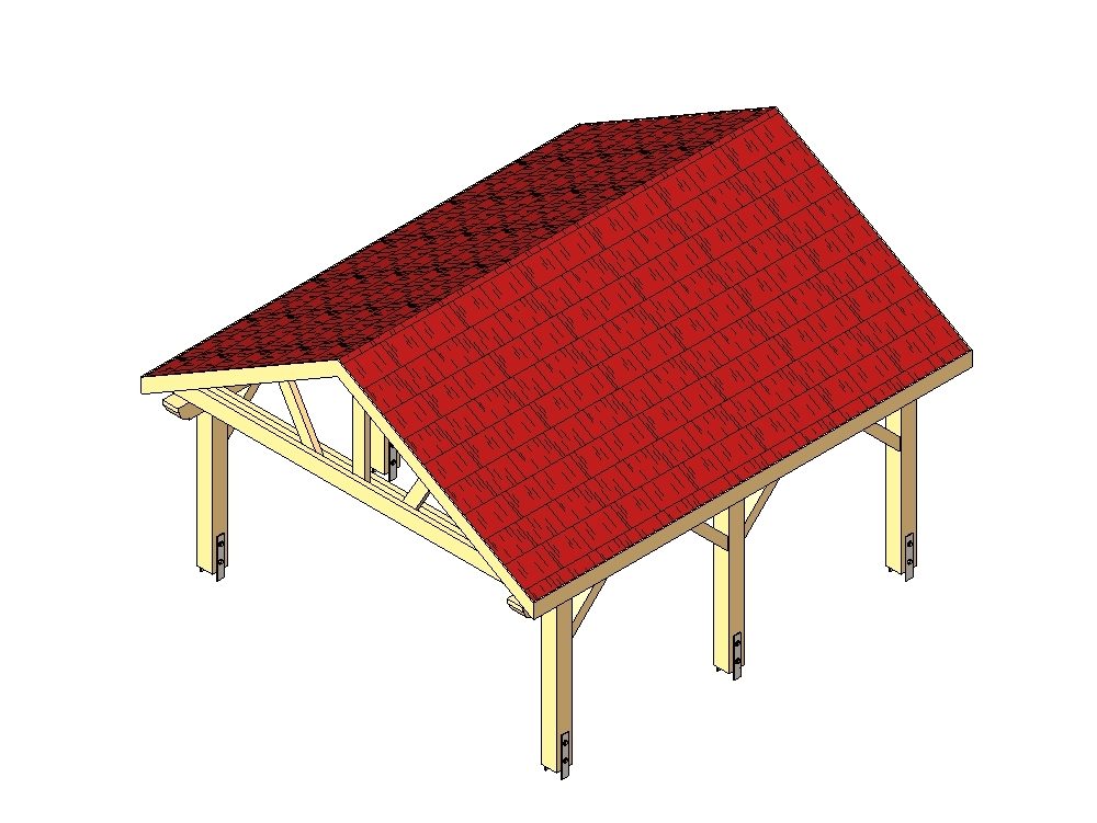 Garage aperto in legno e tetto a due falde